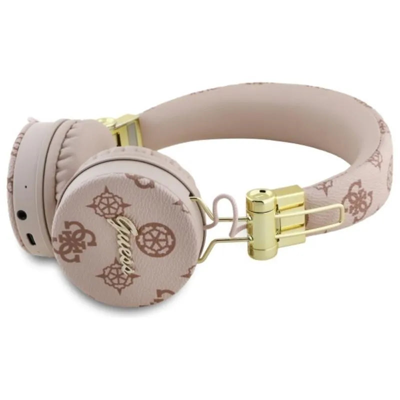Guess Peony Script apvalios formos - belaidės, ant ausų dedamos „Bluetooth“ ENC ausinės (rudas)