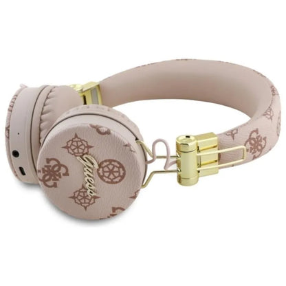 Guess Peony Script apvalios formos - belaidės, ant ausų dedamos „Bluetooth“ ENC ausinės (rudas)