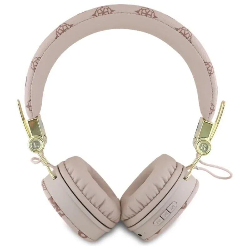 Guess Peony Script apvalios formos - belaidės, ant ausų dedamos „Bluetooth“ ENC ausinės (rudas)