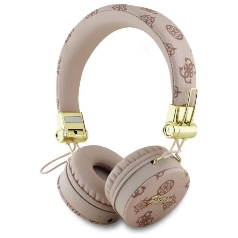 Guess Peony Script apvalios formos - belaidės, ant ausų dedamos „Bluetooth“ ENC ausinės (rudas)