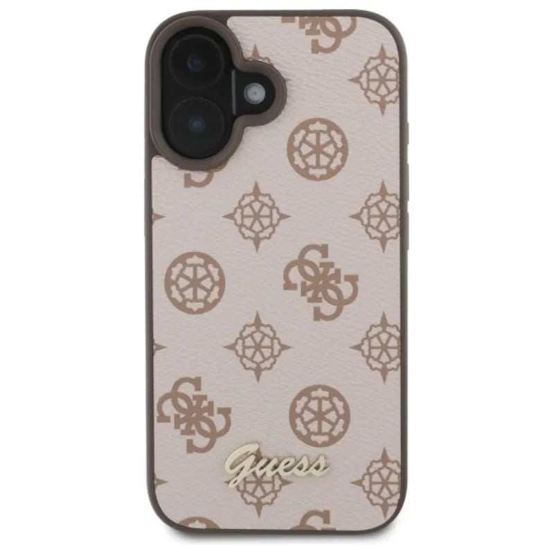 Guess Peony Script MagSafe dėklas, skirtas iPhone 16 (ruda)