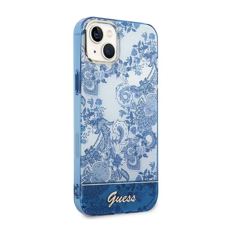 Guess Porcelain Collection - Dėklas, skirtas iPhone 14 Plus (mėlyna)