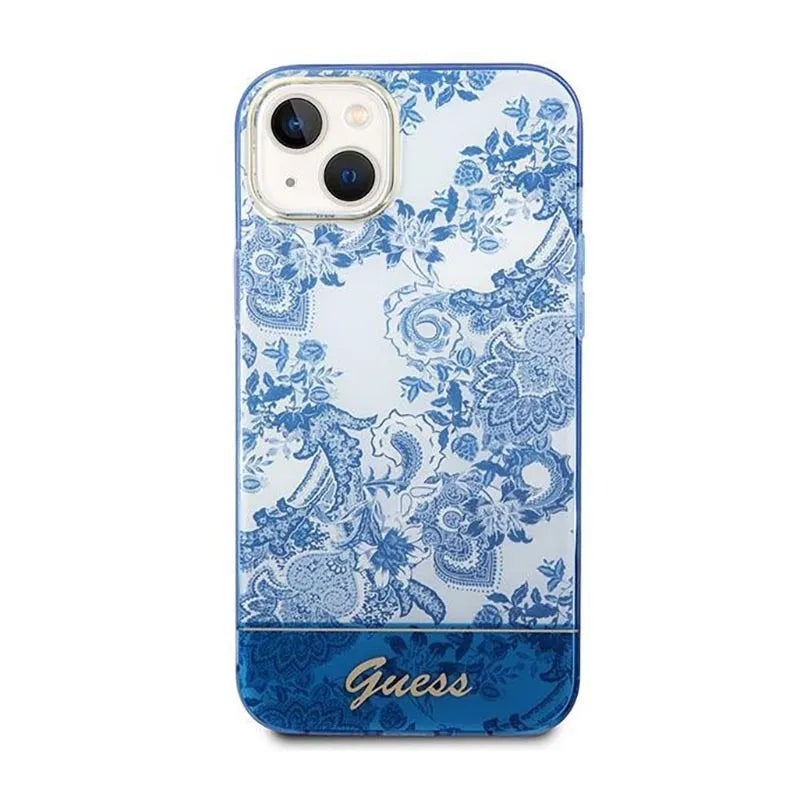 Guess Porcelain Collection - Dėklas, skirtas iPhone 14 Plus (mėlyna)
