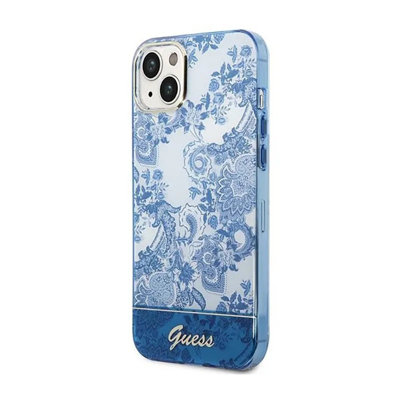 Guess Porcelain Collection - Dėklas, skirtas iPhone 14 Plus (mėlyna)