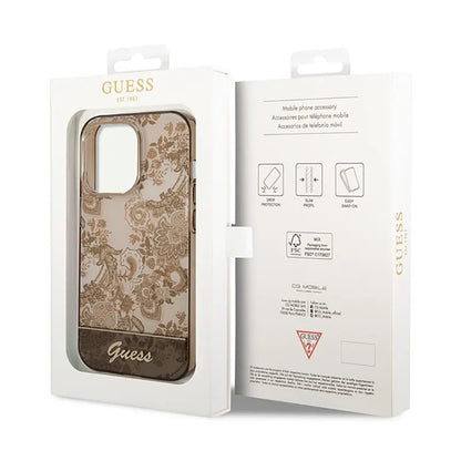 Guess Porcelain Collection - dėklas, skirtas iPhone 14 Pro Max (ochros)