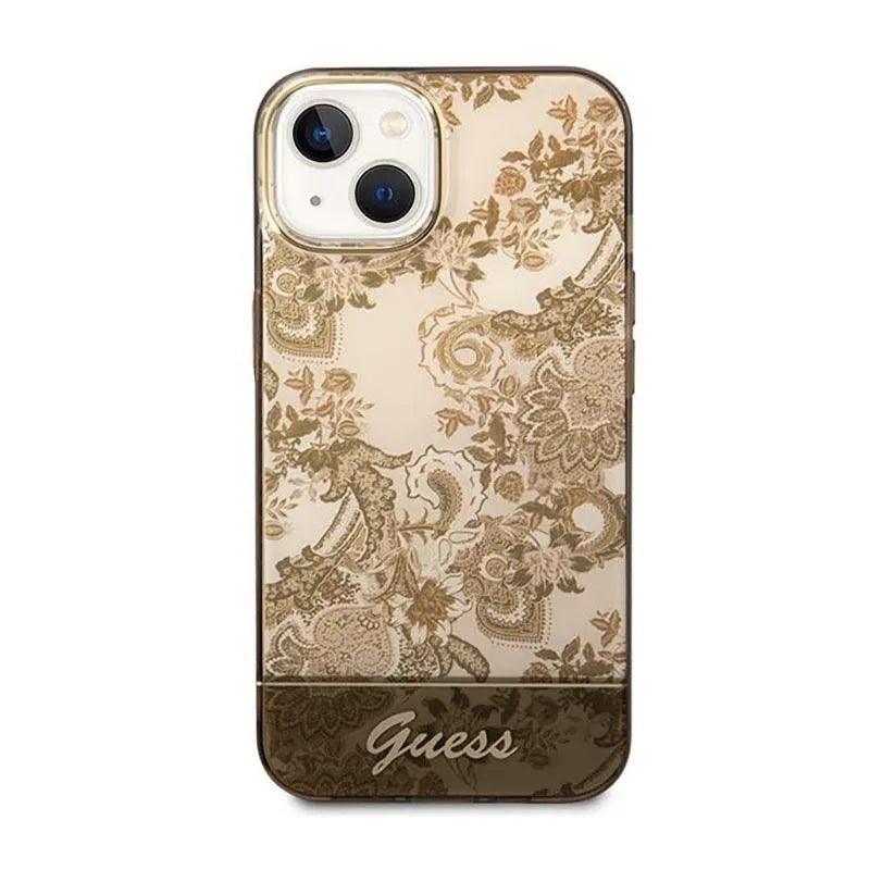 Guess Porcelain Collection – iPhone 14 Plus dėklas (Ochre)