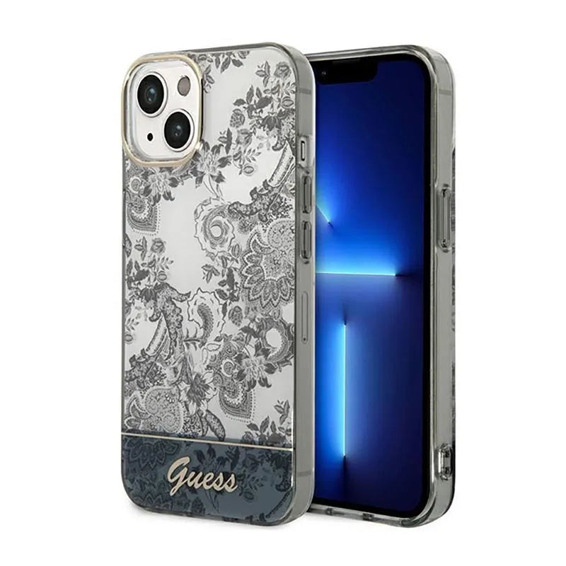 Guess Porcelain kolekcija – dėklas, skirtas iPhone 14 Plus (pilkas)
