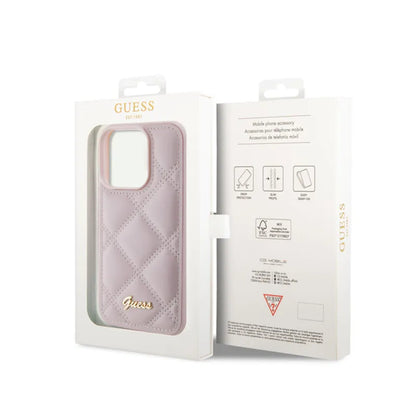 Guess Quilted Metal Logo – dėklas, skirtas iPhone 15 Pro (rožinis)