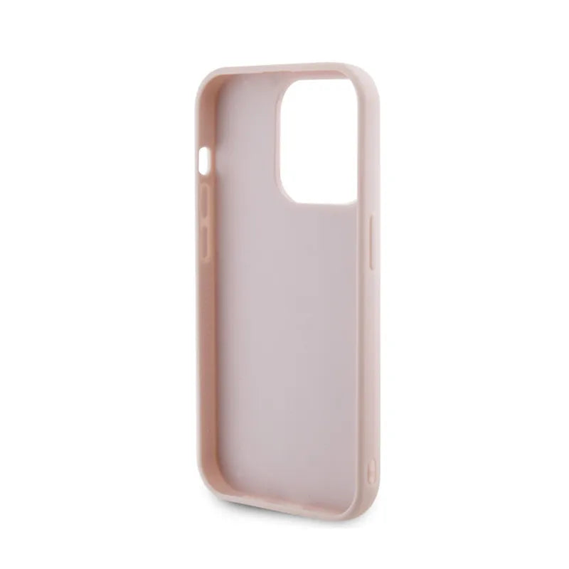 Guess Quilted Metal Logo – dėklas, skirtas iPhone 15 Pro (rožinis)