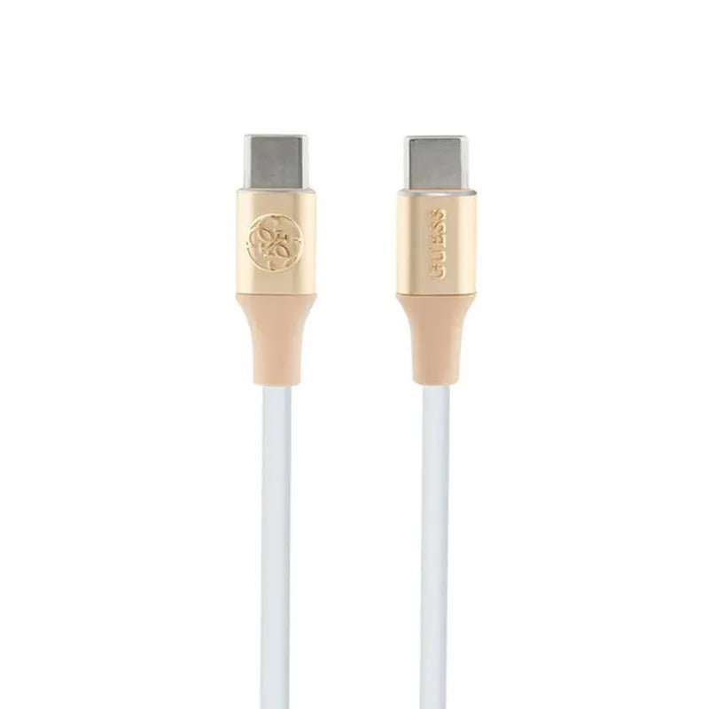 Guess reljefinis logotipas - USB-C į USB-C greito įkrovimo laidas 1.5m (auksinis)
