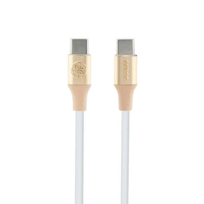 Guess reljefinis logotipas - USB-C į USB-C greito įkrovimo laidas 1.5m (auksinis)