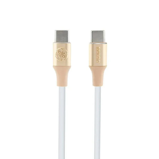Guess reljefinis logotipas - USB-C į USB-C greito įkrovimo laidas 1.5m (auksinis)