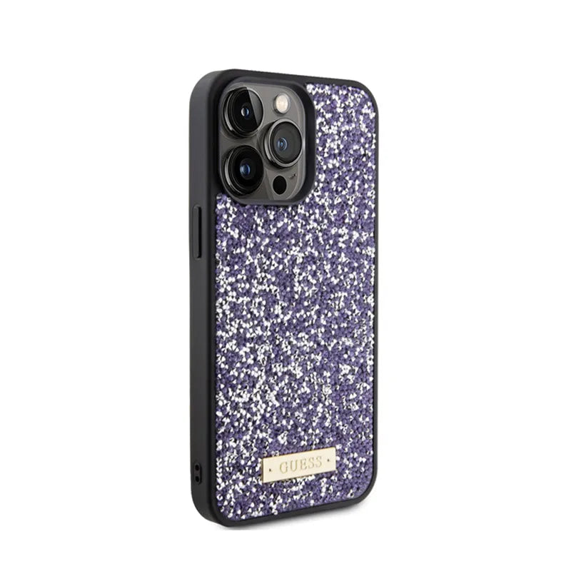 Guess Rhinestone Metal Logo – dėklas, skirtas iPhone 15 Pro Max (rožinis)