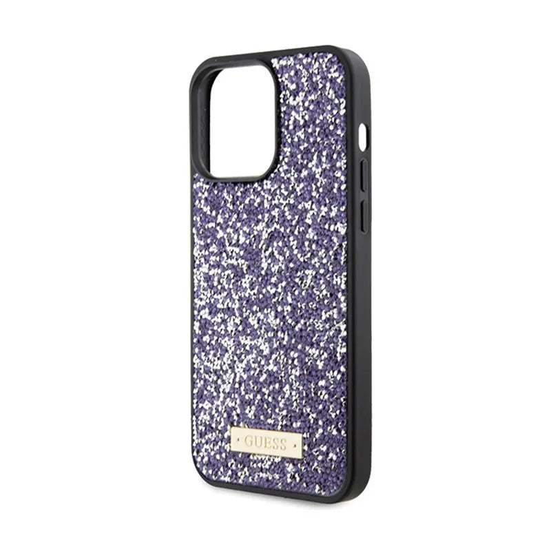 Guess Rhinestone Metal Logo – dėklas, skirtas iPhone 15 Pro (rožinis)