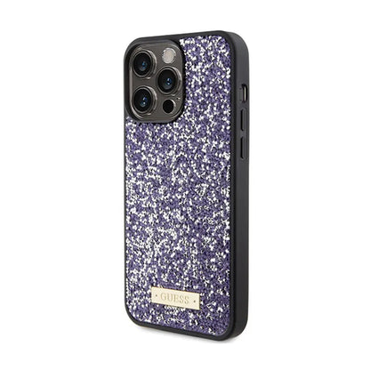 Guess Rhinestone Metal Logo – dėklas, skirtas iPhone 15 Pro (rožinis)