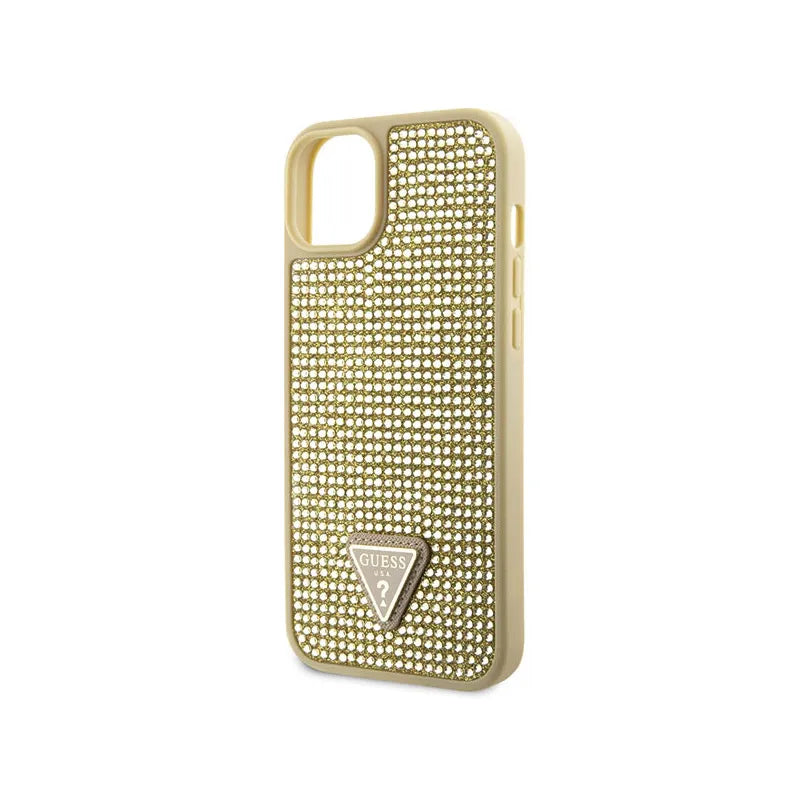 Guess Rhinestone Triangle – dėklas, skirtas „iPhone 14 Plus“ (auksinis)