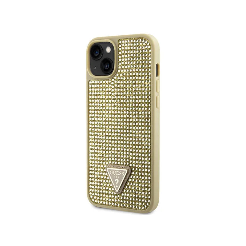 Guess Rhinestone Triangle – „iPhone 14“ dėklas (auksinis)