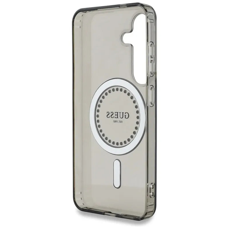 Guess Rhinestones Printed Classic Logo MagSafe – Dėklas, skirtas Samsung Galaxy S25 (juodas)