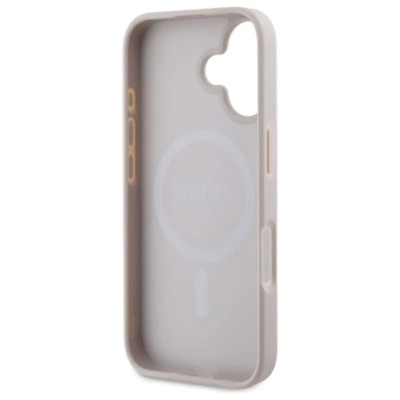 Guess Saffiano Peony Classic Logo MagSafe - Dėklas skirtas iPhone 16 (rožinis)