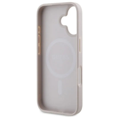 Guess Saffiano Peony Classic Logo MagSafe - Dėklas skirtas iPhone 16 (rožinis)