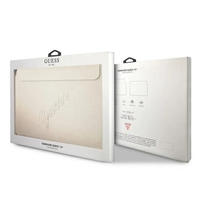 Guess Saffiano Script kompiuterio dėklas – nešiojamojo kompiuterio dėklas 13 colių (auksinis)