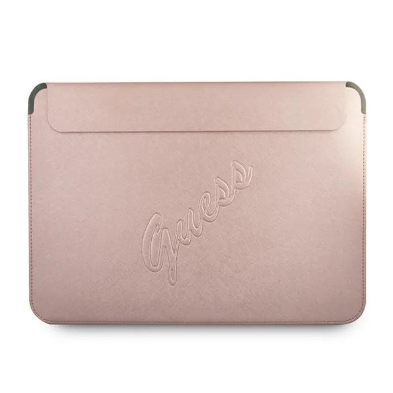 Guess Saffiano Script kompiuterio dėklas - nešiojamojo kompiuterio dėklas 13 colių (rožinis)