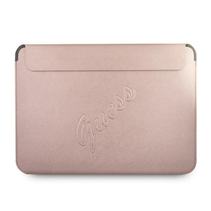 Guess Saffiano Script kompiuterio dėklas - nešiojamojo kompiuterio dėklas 13 colių (rožinis)