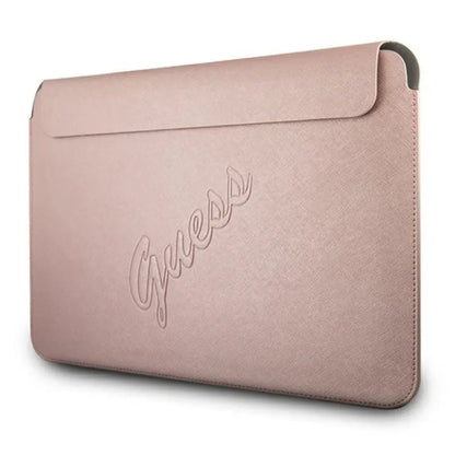 Guess Saffiano Script kompiuterio dėklas - nešiojamojo kompiuterio dėklas 13 colių (rožinis)