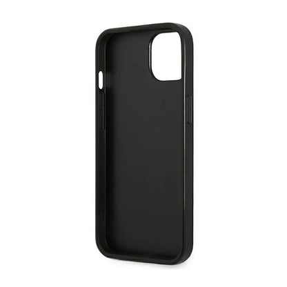 Guess Saffiano Triangle Logo dėklas – Dėklas iPhone 14 Plus (Sidabrinis)