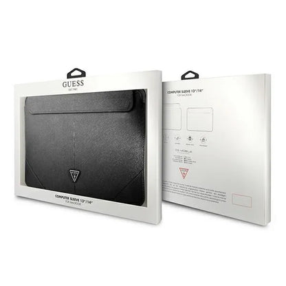 Guess Saffiano Triangle Logo dėklas – nešiojamojo kompiuterio dėklas 13" / 14" (juodas)