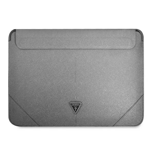 Guess Saffiano Triangle Logo dėklas – nešiojamojo kompiuterio dėklas 13" / 14" (sidabrinis)