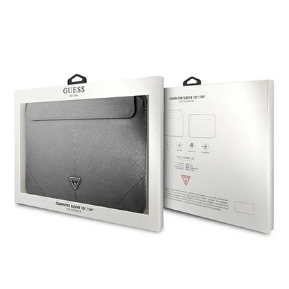 Guess Saffiano Triangle Logo dėklas – nešiojamojo kompiuterio dėklas 13" / 14" (sidabrinis)