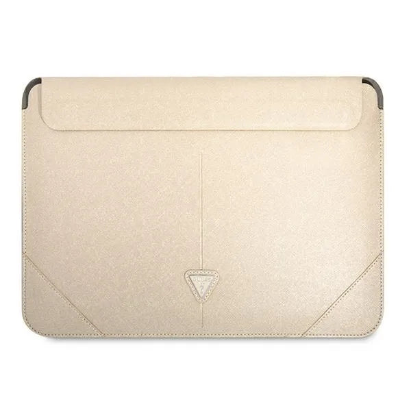 Guess Saffiano Triangle Logo dėklas – nešiojamojo kompiuterio dėklas 16 colių (smėlio)