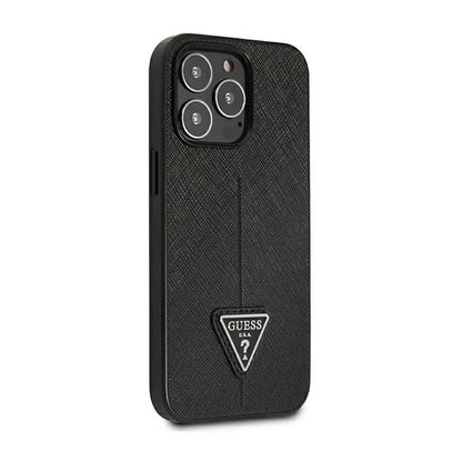 Guess Saffiano trikampio logotipo dėklas – dėklas, skirtas „iPhone 14 Pro“ (juodas)