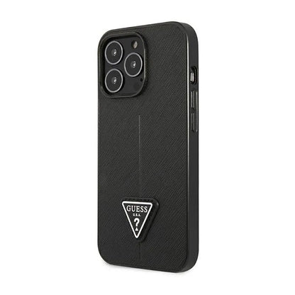 Guess Saffiano trikampio logotipo dėklas – dėklas, skirtas „iPhone 14 Pro“ (juodas)