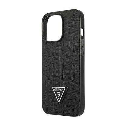 Guess Saffiano trikampio logotipo dėklas – dėklas, skirtas „iPhone 14 Pro“ (juodas)