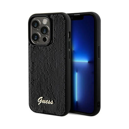 Guess Sequin Script Metal - Dėklas iPhone 14 Pro (juodas)