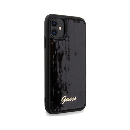 Guess Sequin Script Metal – dėklas, skirtas iPhone 11 (juodas)
