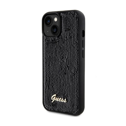 Guess Sequin Script Metal – dėklas, skirtas iPhone 14 (juodas)