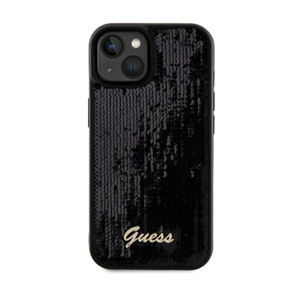 Guess Sequin Script Metal – dėklas, skirtas iPhone 14 (juodas)