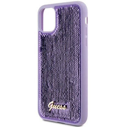 Guess Sequin Script Metal - iPhone 11 dėklas (violetinis)