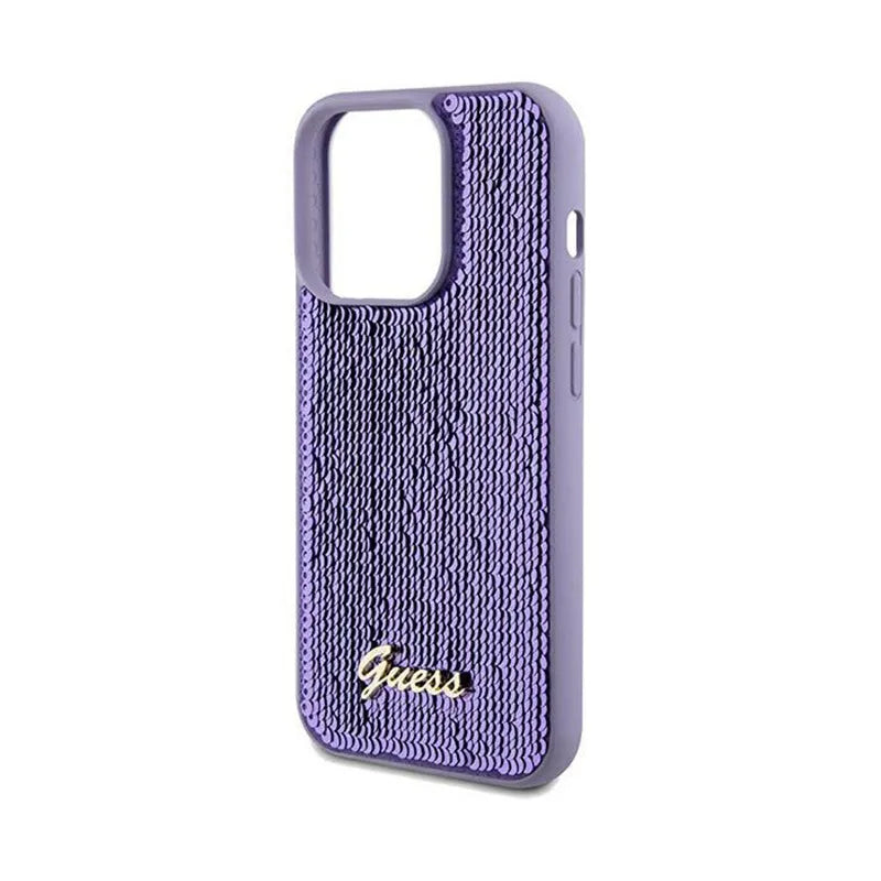 Guess Sequin Script Metal - iPhone 13 Pro Max dėklas (violetinis)