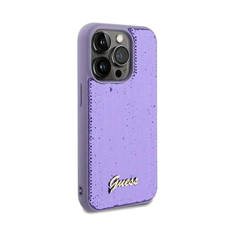 Guess Sequin Script Metal - iPhone 13 Pro Max dėklas (violetinis)