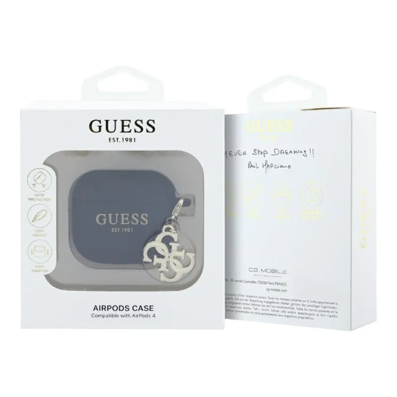 Guess Silicone 4G Charm - AirPods 4 dėklas (juodas)