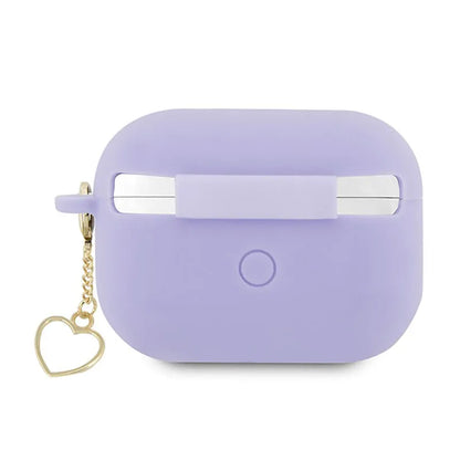 Guess Silicone Heart Charm – dėklas Apple AirPods Pro 2 (violetinė)
