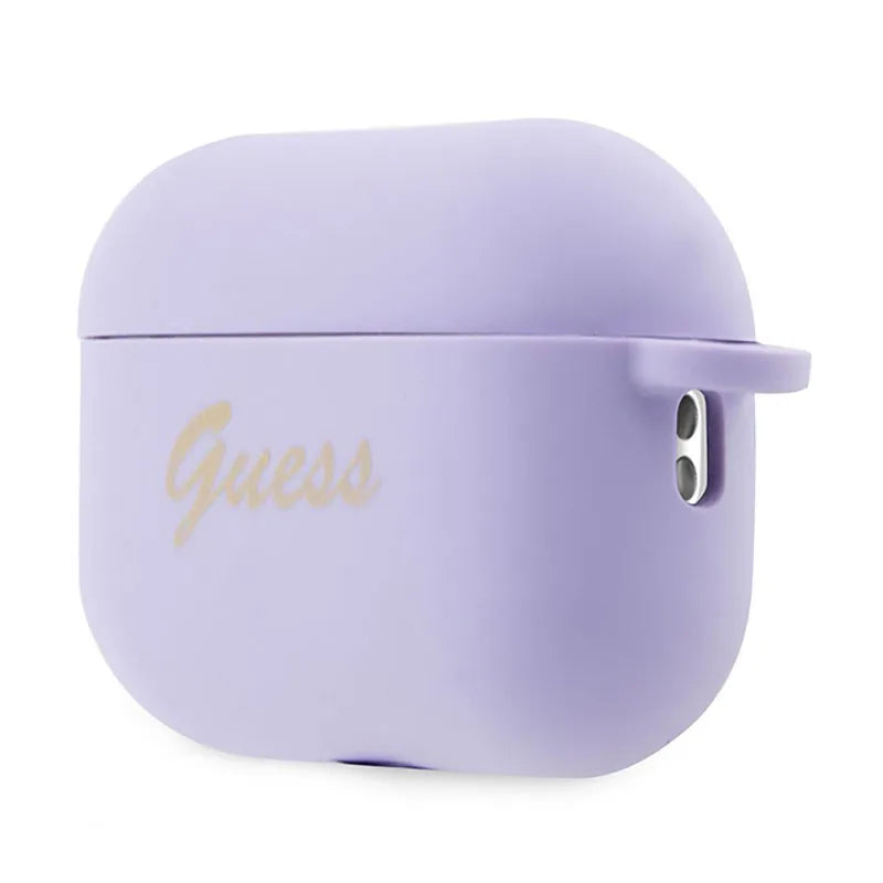 Guess Silicone Heart Charm – dėklas Apple AirPods Pro 2 (violetinė)