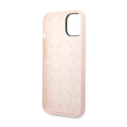 Guess Silicone Triangle Logo – dėklas, skirtas iPhone 14 Plus (rožinis)