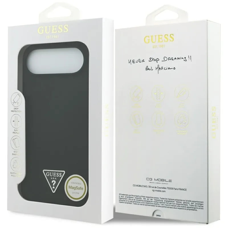 Guess Silicone Triangle Logo MagSafe dėklas iPhone Air (juodas)
