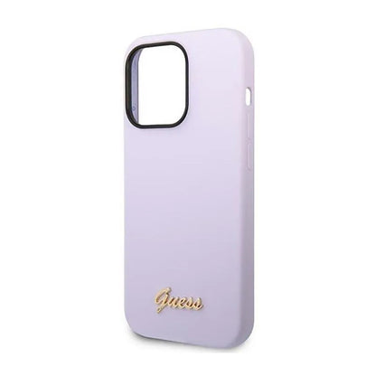 Guess Silicone Vintage - dėklas, skirtas „iPhone 14 Pro“ (violetinis)
