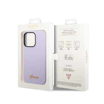 Guess Silicone Vintage - dėklas, skirtas „iPhone 14 Pro“ (violetinis)